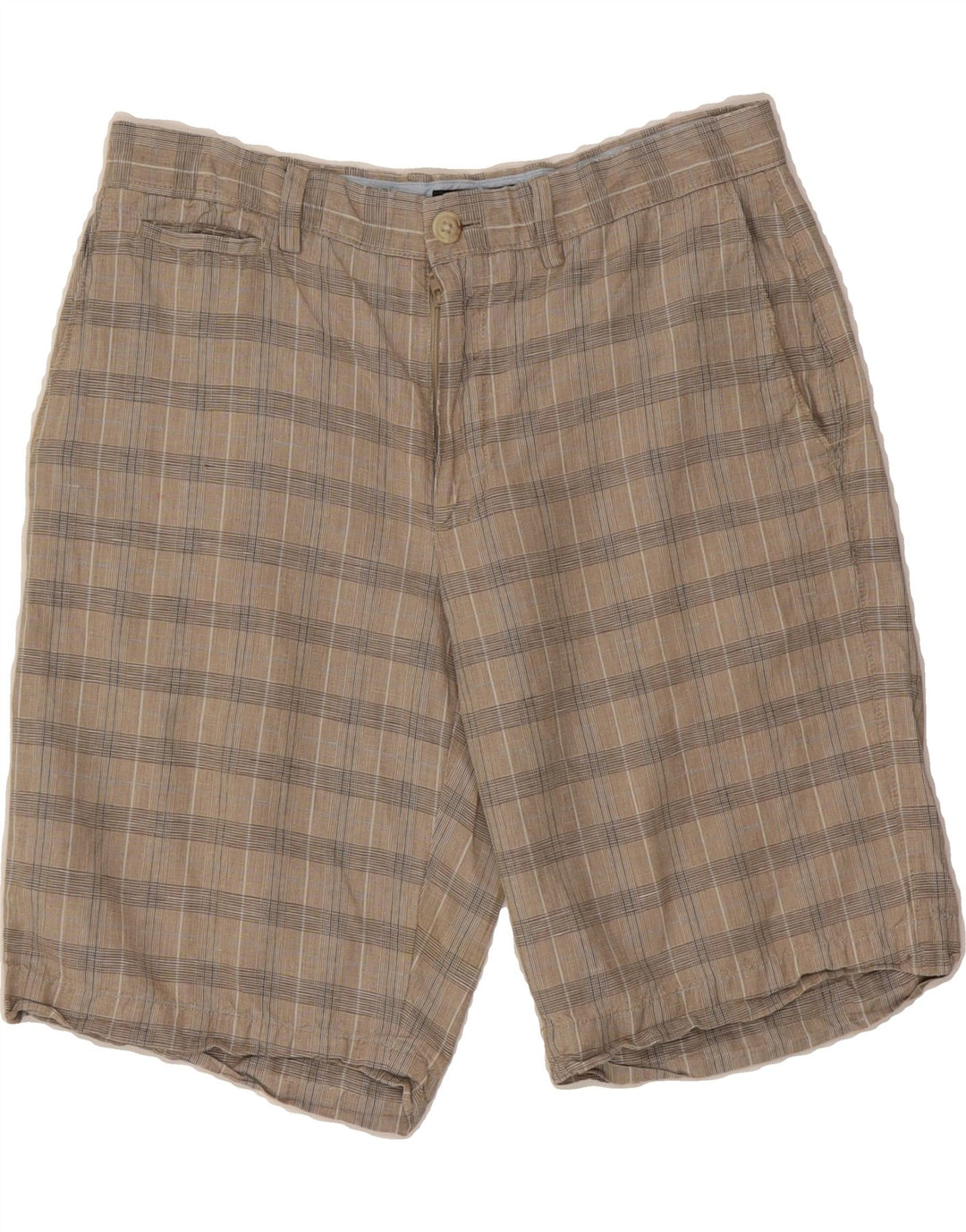 BANANA REPUBLIC Womens Chino Shorts W31 Medium  Beige Check Linen Vintage Banana Republic and Second-Hand Banana Republic from Messina Hembry 