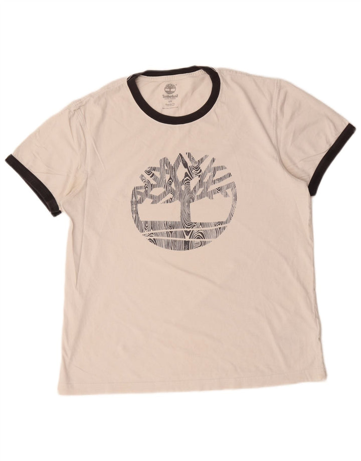 T-shirt grafica da uomo con vestibilità regolare Timberland, piccola, in cotone bianco