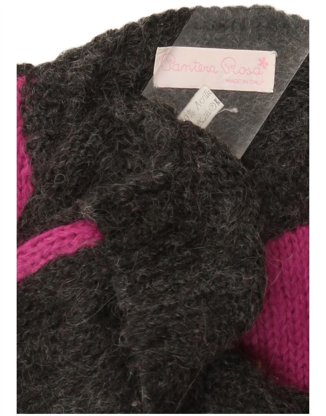 Maglione maglione girocollo da donna VINTAGE UK 14 Large Grey Colourblock