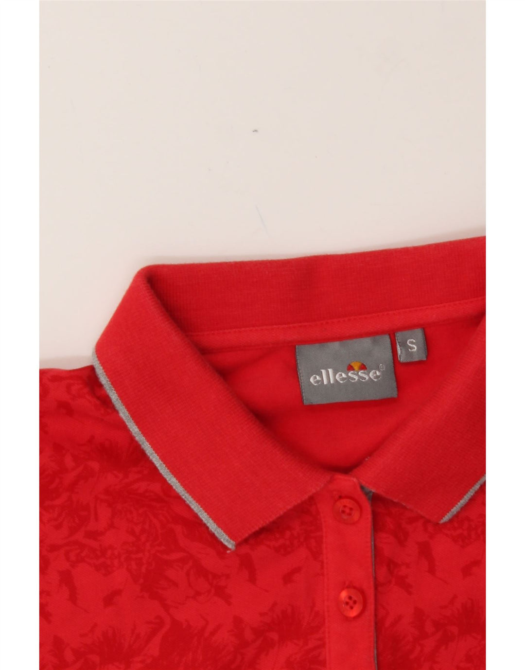 ELLESSE Womens Polo Shirt UK 10 Small Red Floral Vintage Ellesse and Second-Hand Ellesse from Messina Hembry 