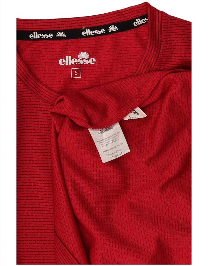 T-shirt da uomo Ellesse Top in poliestere a righe rosse piccole