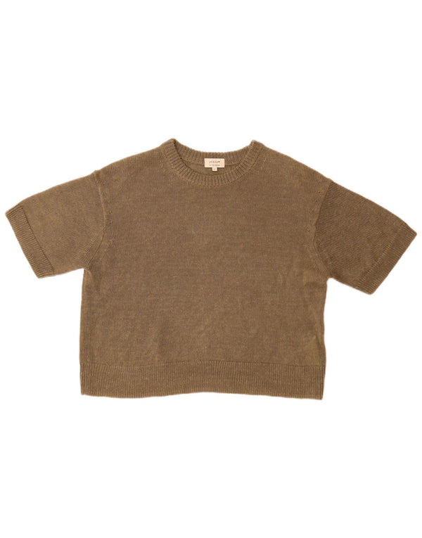 JIGSAW Womens Oversized Crew Neck Jumper Sweater UK 10 Small Khaki