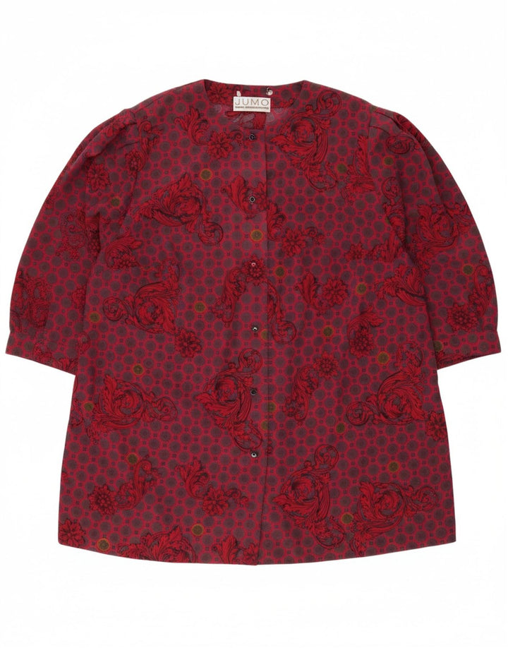 VINTAGE Womens Shirt Blouse EU 48 2XL Red Floral Polyester