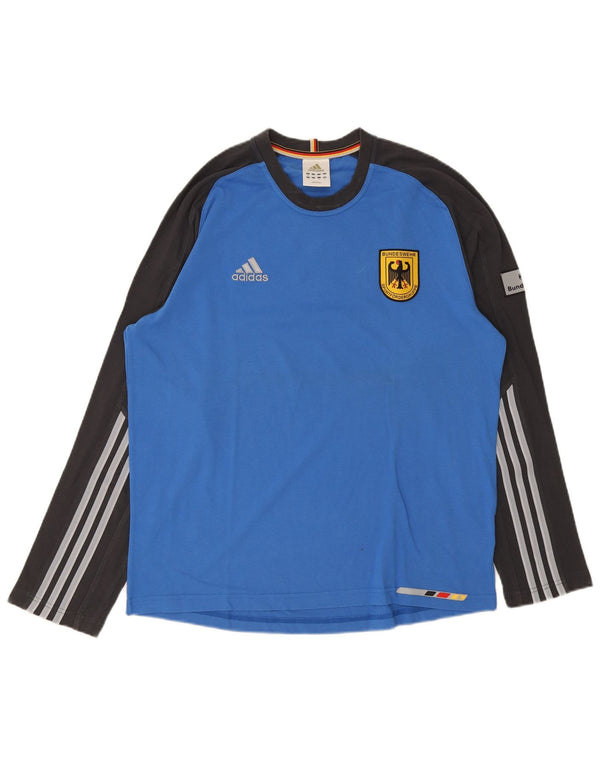 Adidas Uomo Deutshland Graphic Top Manica Lunga UK 44/46 Grande Blu