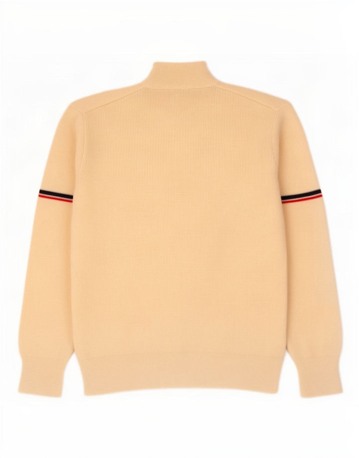 Maglione maglione collo alto da donna Cagi UK 16 grande lana vergine beige
