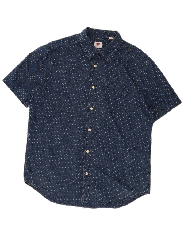 Camicia Levi's da uomo a maniche corte vestibilità standard, taglia grande, in cotone maculato blu navy