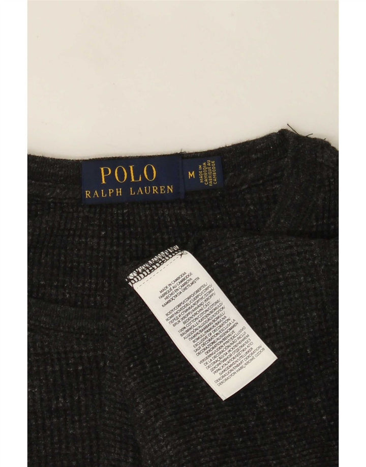 Polo Ralph Lauren Top da uomo a maniche lunghe in cotone chiazzato grigio medio