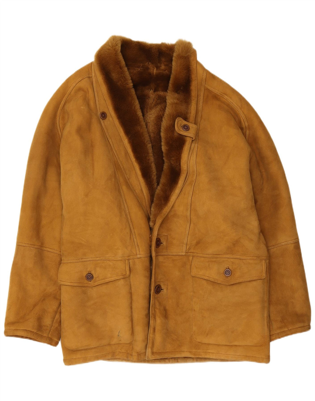 Giubbotto in shearling vintage da uomo IT 52 XL Marrone