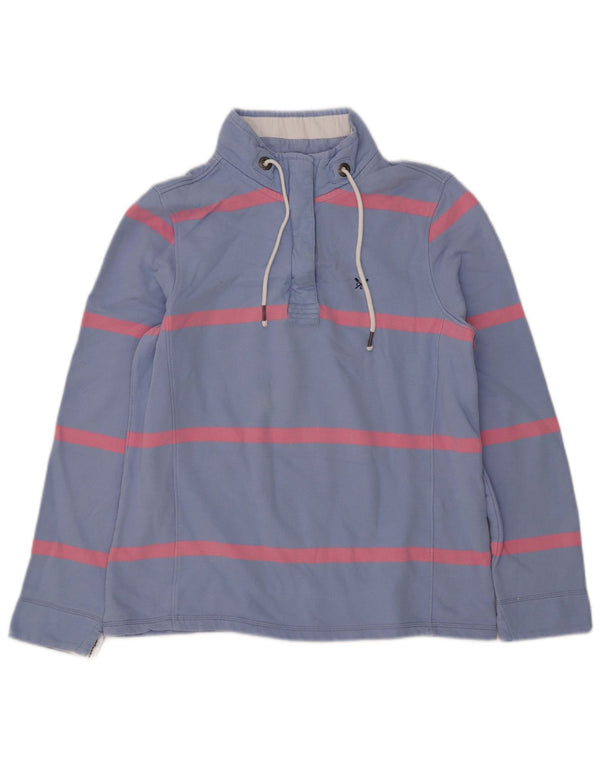 Crew Clothing Felpa da donna con collo con zip Maglione UK 12 Blu medio a righe