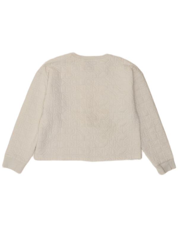 Felpa con grafica corta da donna Dkny UK 14 poliestere bianco medio