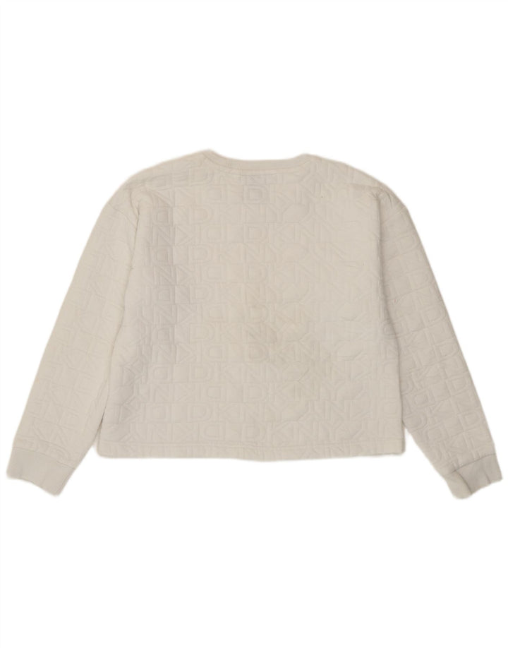 Felpa con grafica corta da donna Dkny UK 14 poliestere bianco medio