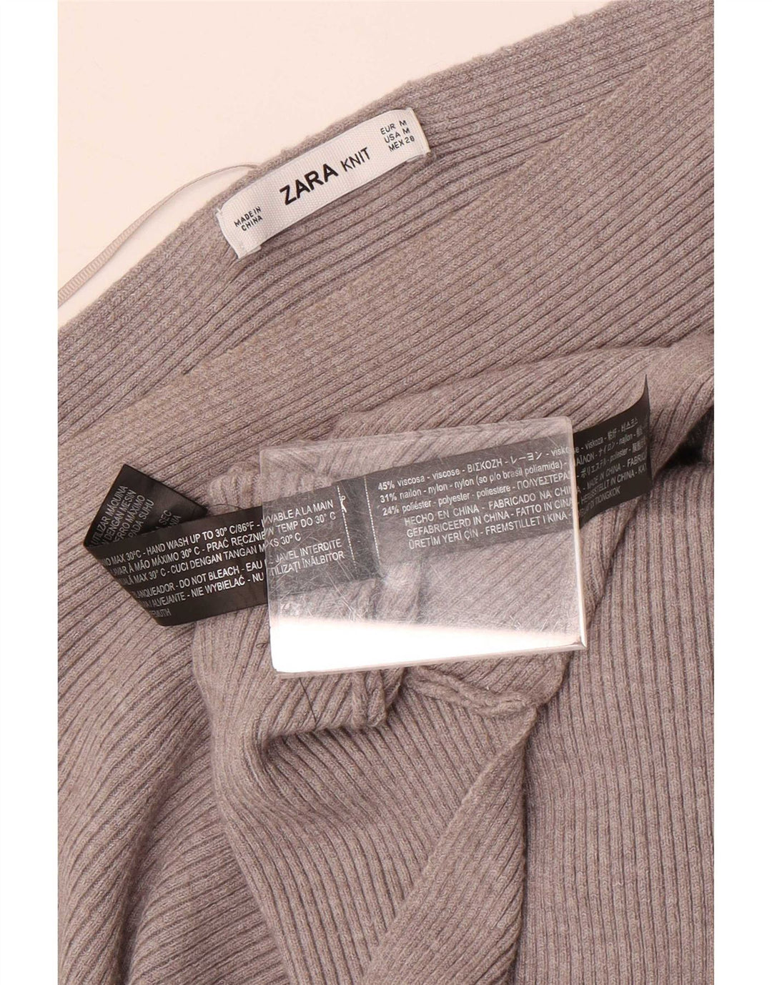 Maglione Zara da donna con scollo a barca a pipistrello UK 12 Viscosa grigio medio