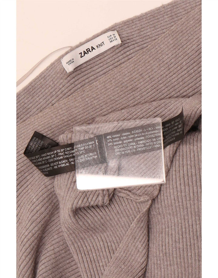Maglione Zara da donna con scollo a barca a pipistrello UK 12 Viscosa grigio medio