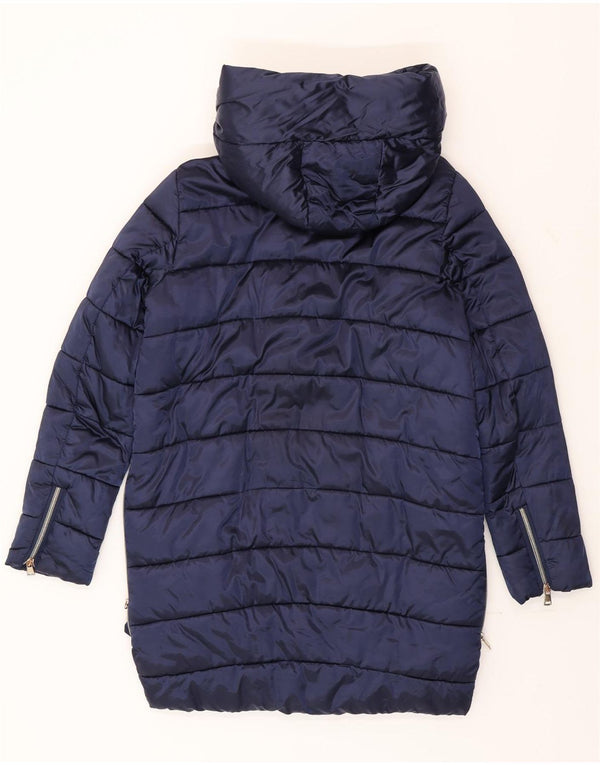 Guess Cappotto imbottito oversize con cappuccio da donna UK 10 Small Blu navy in poliammide