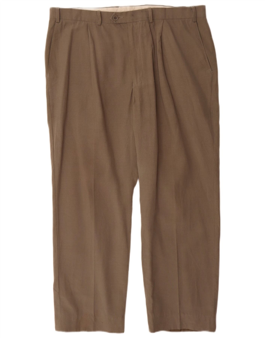 Pantaloni da abito dritti da uomo Marks & Spencer W38 L29 Lyocell kaki