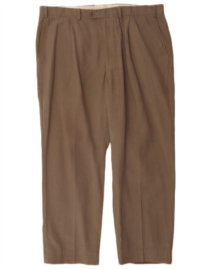 Pantaloni da abito dritti da uomo Marks & Spencer W38 L29 Lyocell kaki