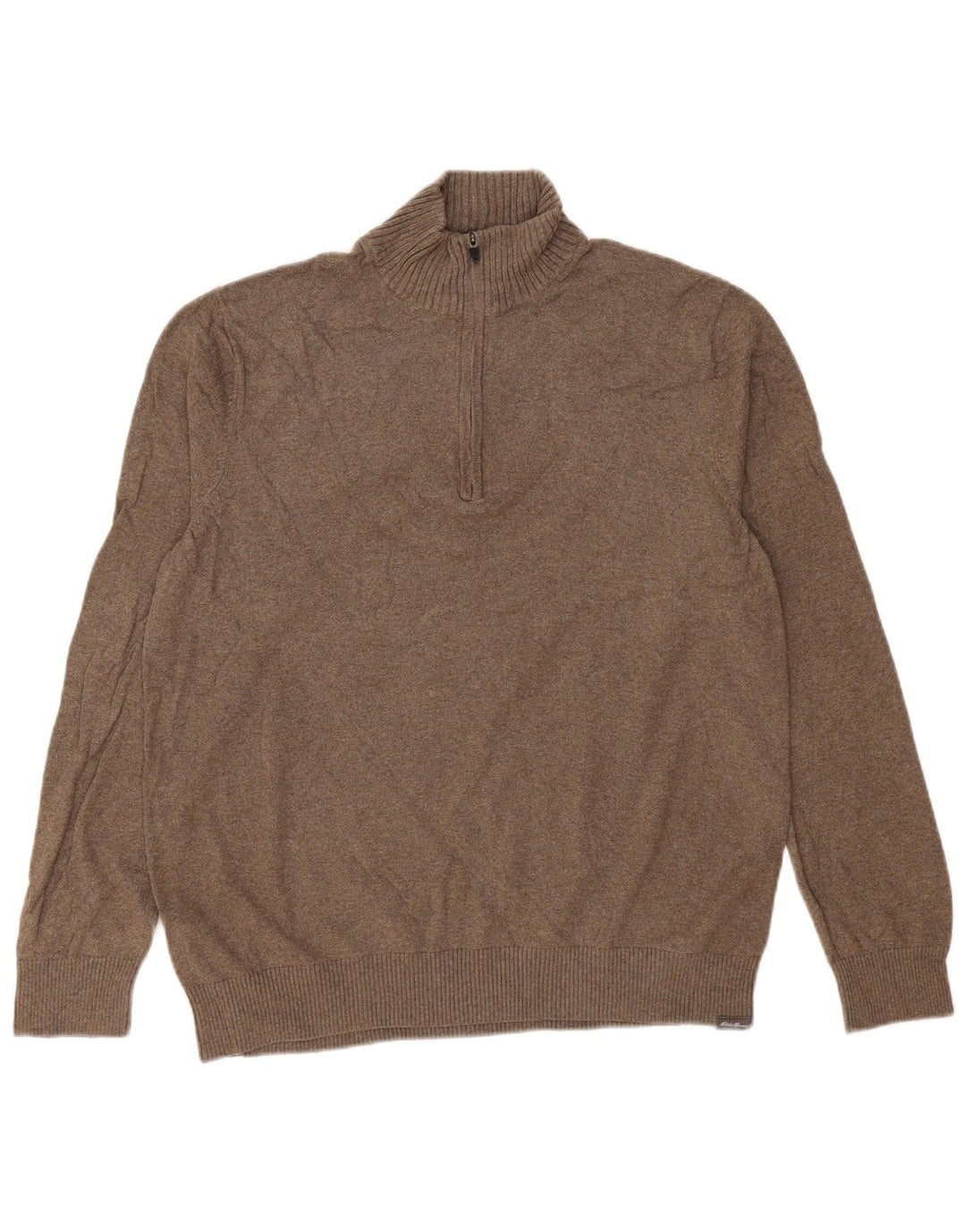EDDIE BAUER Maglione da uomo con zip e collo grande in cotone marrone