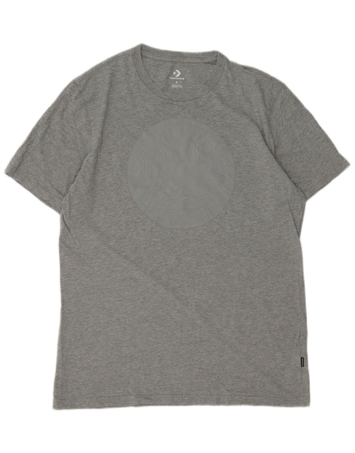 T-shirt grafica da uomo Converse Top grande in cotone grigio