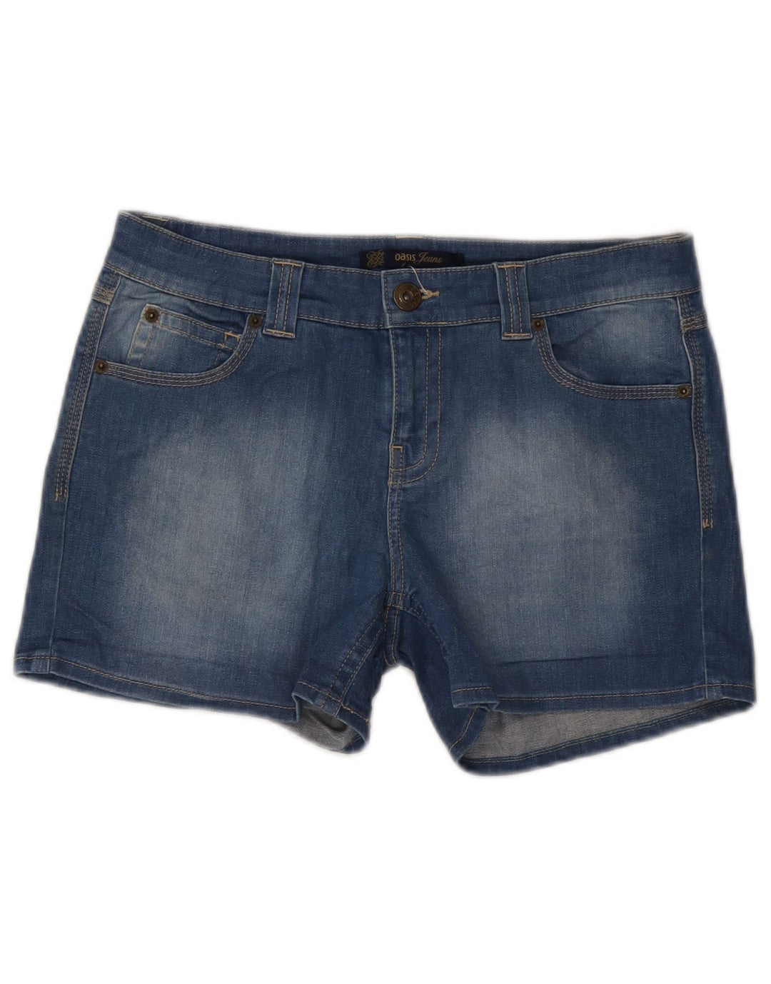 Pantaloncini di jeans da donna Oasis UK 10 piccoli W32 cotone blu