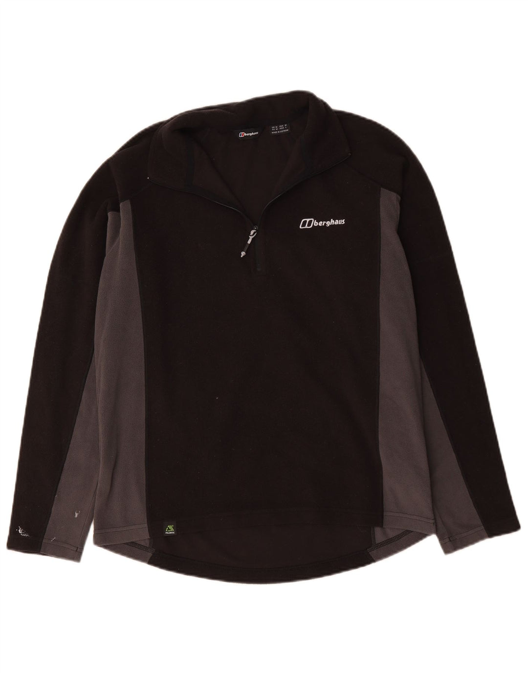 Maglione in pile da uomo Berghaus con zip e collo, poliestere color block medio nero