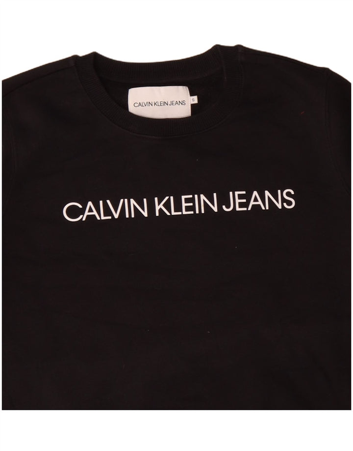 CALVIN KLEIN JEANS Felpa oversize da donna Maglione UK 10 Small Nero