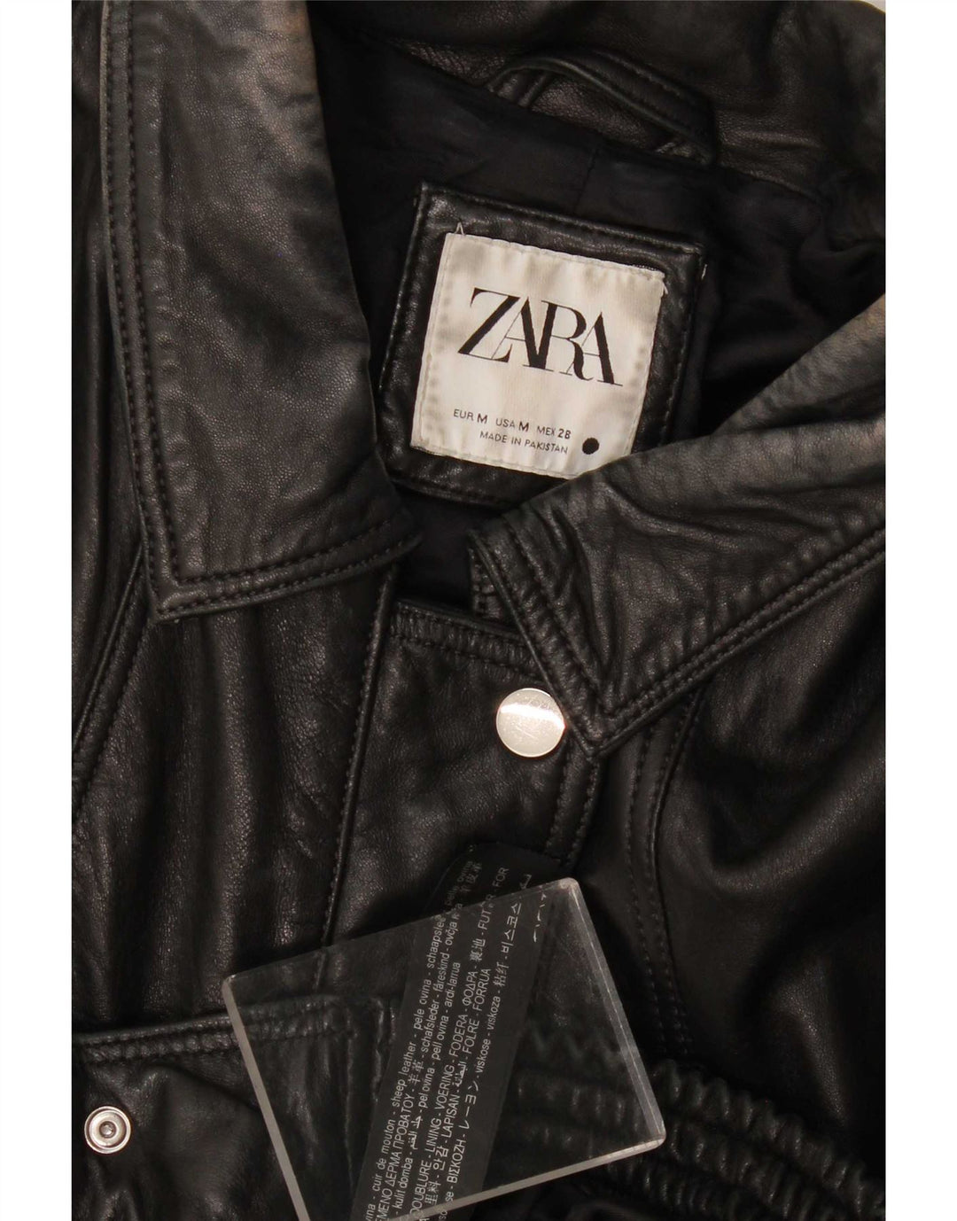 Giacca in pelle da donna Zara UK 14 media nera