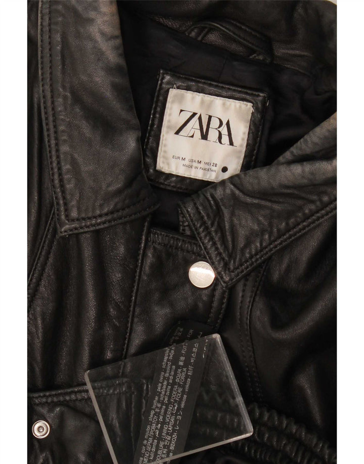 Giacca in pelle da donna Zara UK 14 media nera