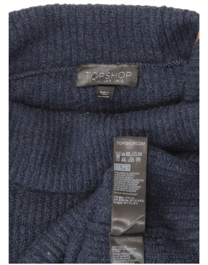 Maglione maglione oversize da donna con collo alto Topshop UK 12 medio blu navy
