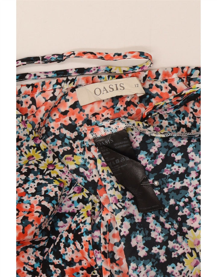 Oasis Top da donna con volant sul davanti, taglia UK 12, medio, multicolore, floreale