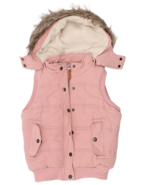 Gilet imbottito con cappuccio per ragazze Fat Face 8-9 anni in poliestere rosa