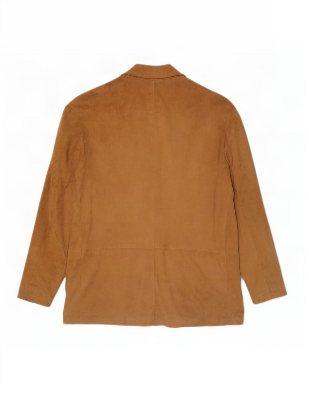 Giacca blazer vintage in pelle scamosciata a 3 bottoni da donna UK 14 in pelle beige media