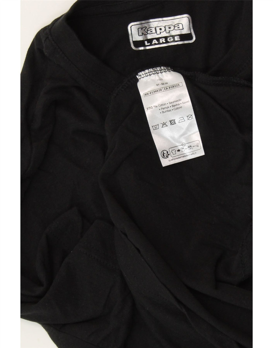 T-shirt grafica da donna KAPPA Top UK 14 grande cotone nero