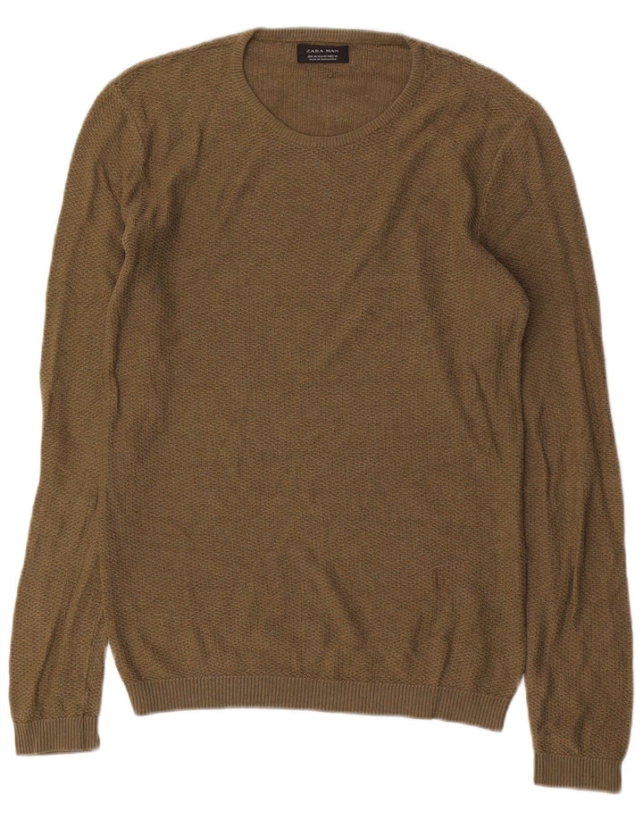 Maglione maglione girocollo da uomo Zara medio acrilico kaki