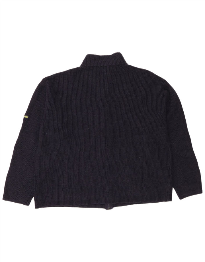Maglione cardigan da uomo Navigare grande in lana vergine blu navy