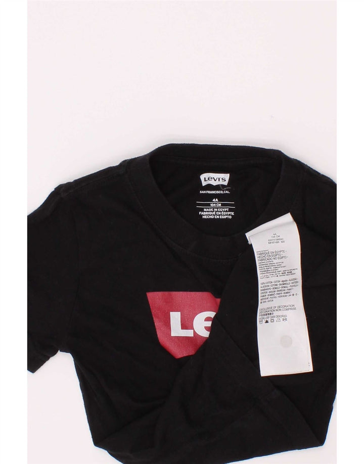 T-shirt grafica per ragazzi Levi's Top 3-4 anni in cotone nero