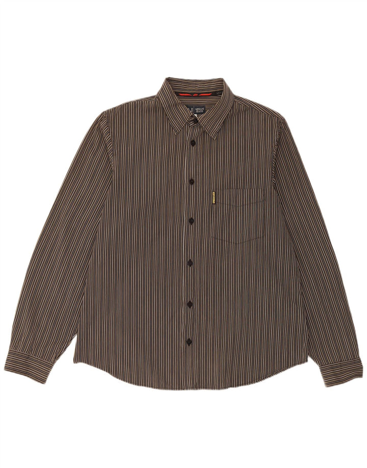 Camicia Armani Uomo Cotone Righe Grandi Verdi