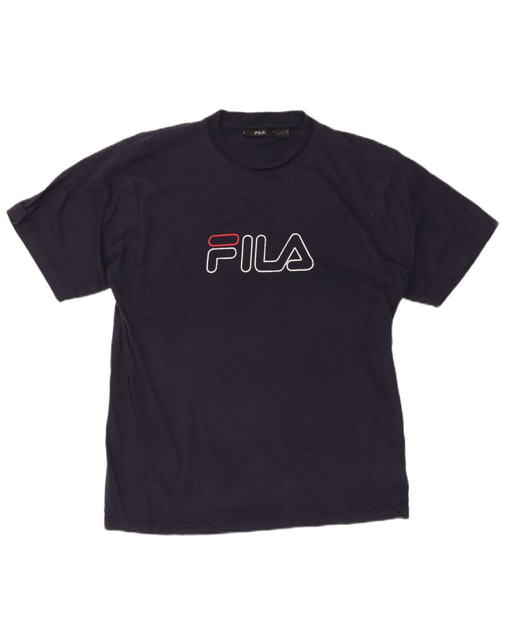 T-shirt grafica da uomo Fila Top Large blu navy