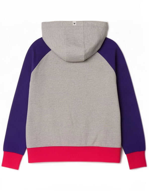 Felpa con cappuccio e zip grafica da donna Adidas UK 16 Large Grey Colourblock