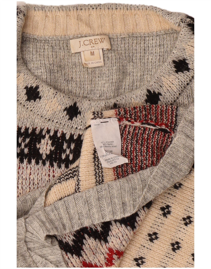 J. CREW Maglione girocollo da donna UK 12 Grigio medio Fair Isle
