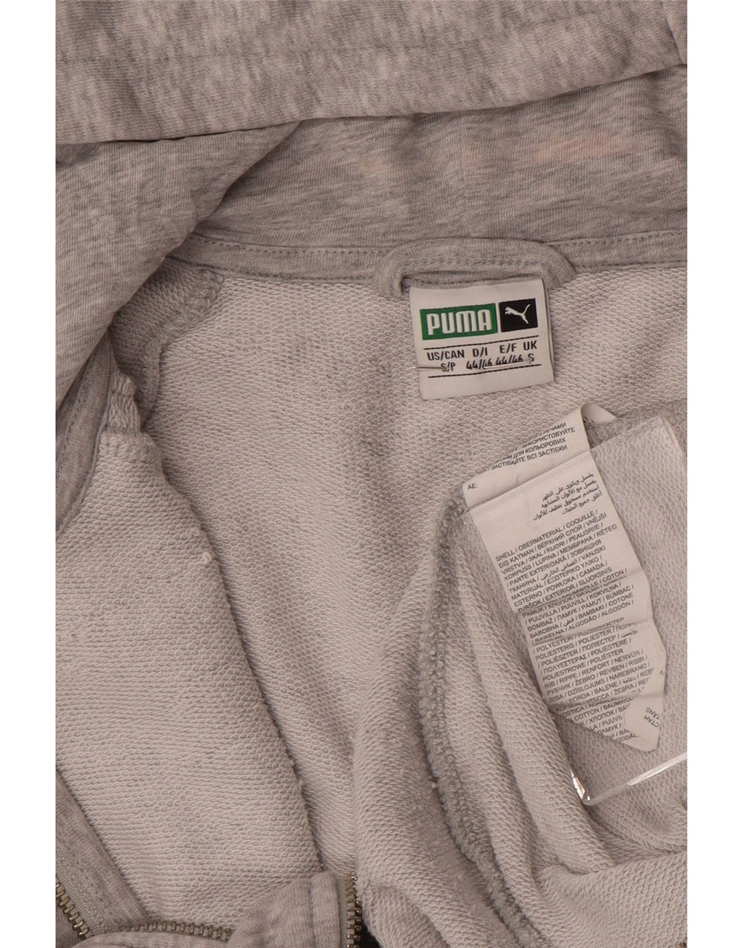 Maglione con cappuccio e zip da uomo Puma piccolo in cotone screziato grigio