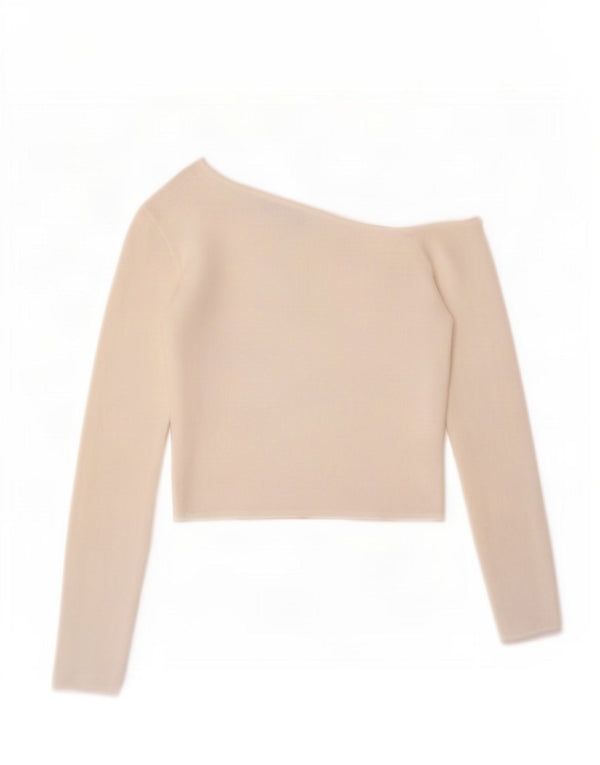 Top Zara da donna a maniche lunghe con spalle scoperte UK 14 Large in viscosa bianca