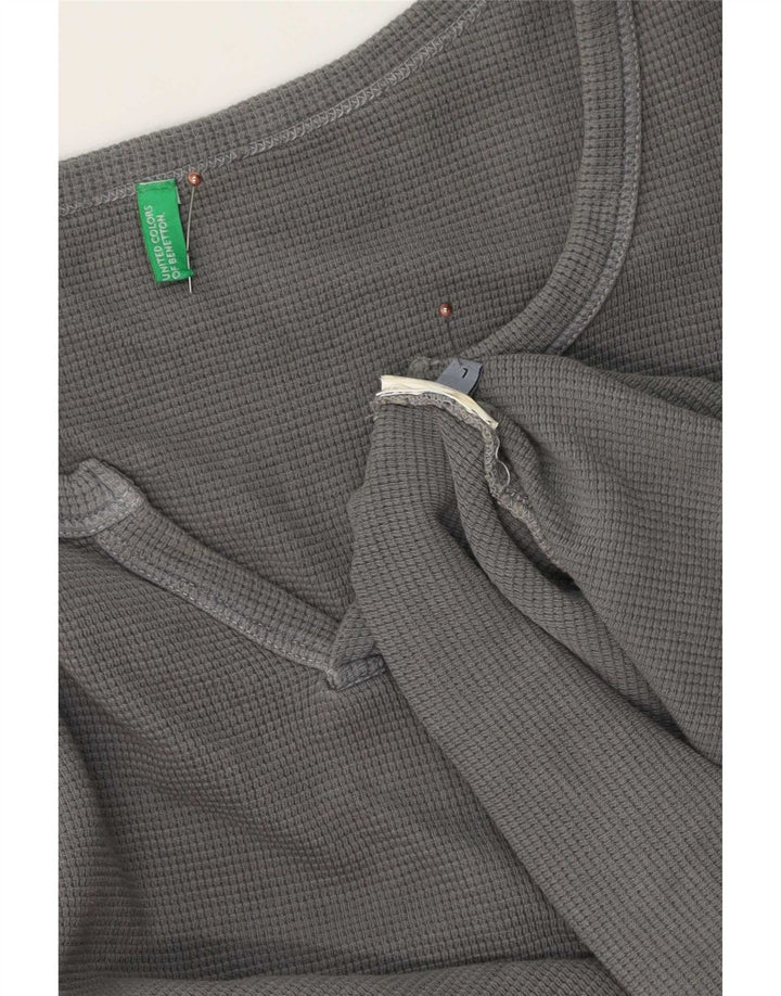 Top Benetton Uomo Manica Lunga Large Grigio Cotone