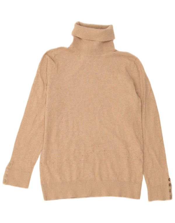 Maglione maglione a collo alto da donna Tommy Hilfiger UK 12 Cotone beige medio