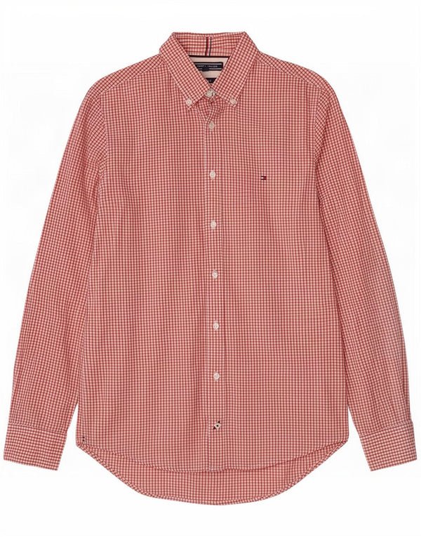 Camicia slim fit da uomo Tommy Hilfiger in cotone a quadretti rosso medio