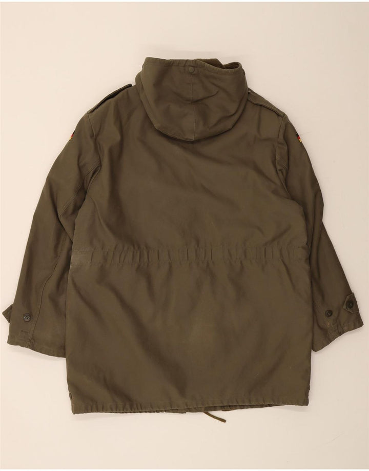 Giacca parka militare con cappuccio da uomo VINTAGE UK 40 grande verde