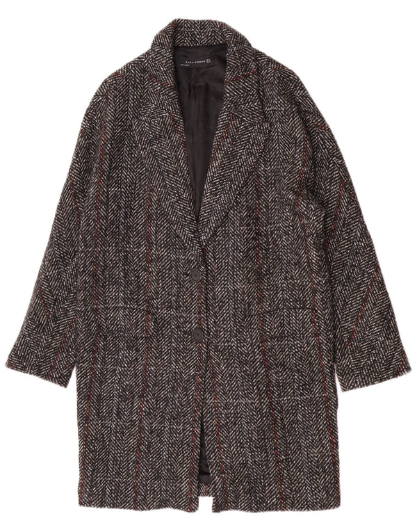 Cappotto Zara da donna UK 14 in lana a quadri grigio medio