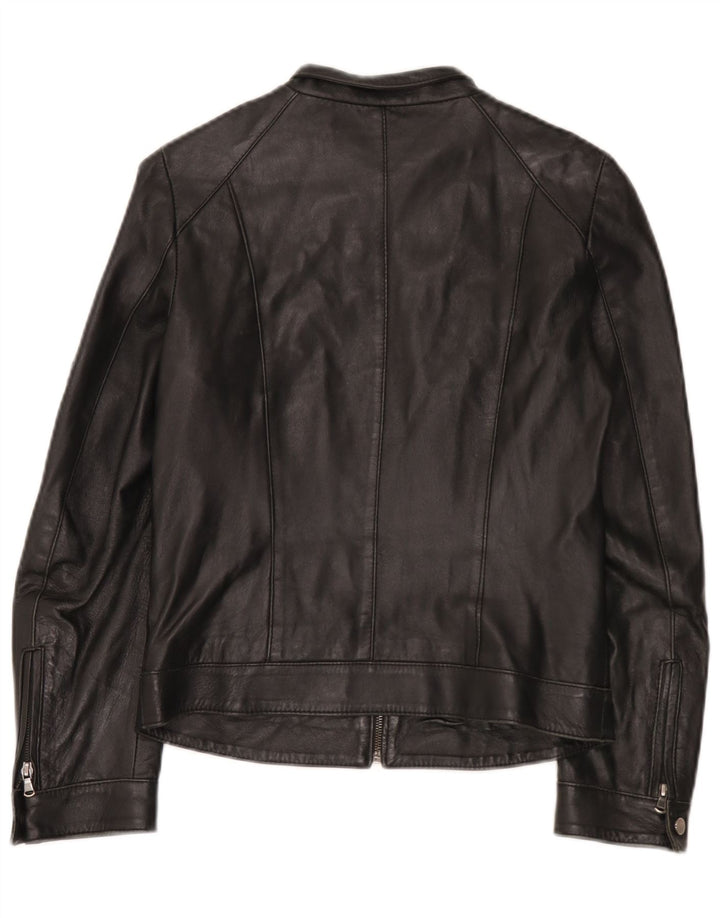 Giacca da motociclista in pelle da donna vintage IT 42 media nera