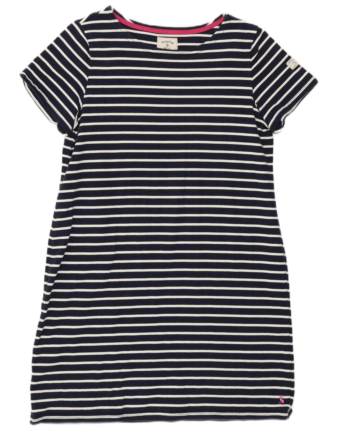 JOULES Abito T-shirt da donna UK 16 Grande cotone a righe blu navy nautico