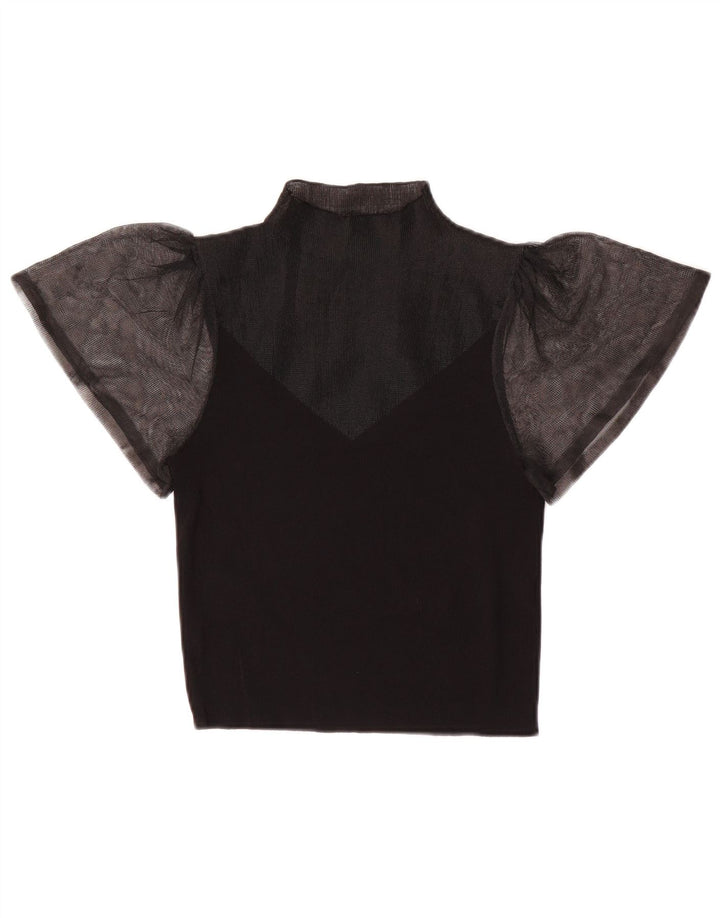 Top Zara da donna trasparente in camicetta UK 8 piccolo nero