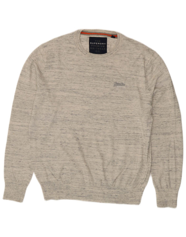 Maglione maglione girocollo da uomo Superdry 2XL cotone chiazzato grigio
